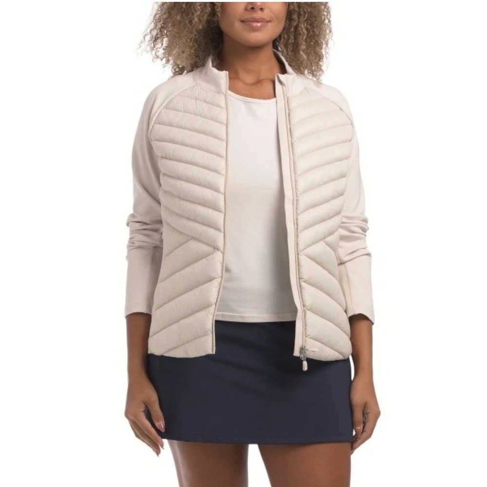 G/FORE Quilted Performance Golf Jacket Women's Size L Beige Full Zip Lightweight